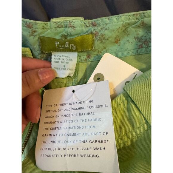 Pulp women's mid-rise green summer utility Tencel Shorts size 8/M - Picture 4 of 4
